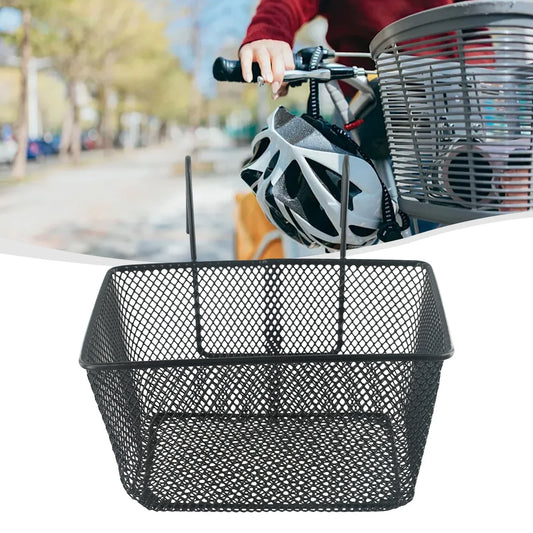 1pc E-bike Metal Mesh Bike Basket Front Handlebar Shopping Storage Kids 25x17x15CM E-Scooter Bicycle Front Handlebar Basket